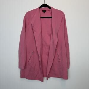 Talbots 100% merino wool pink longline cardigan MD pockets